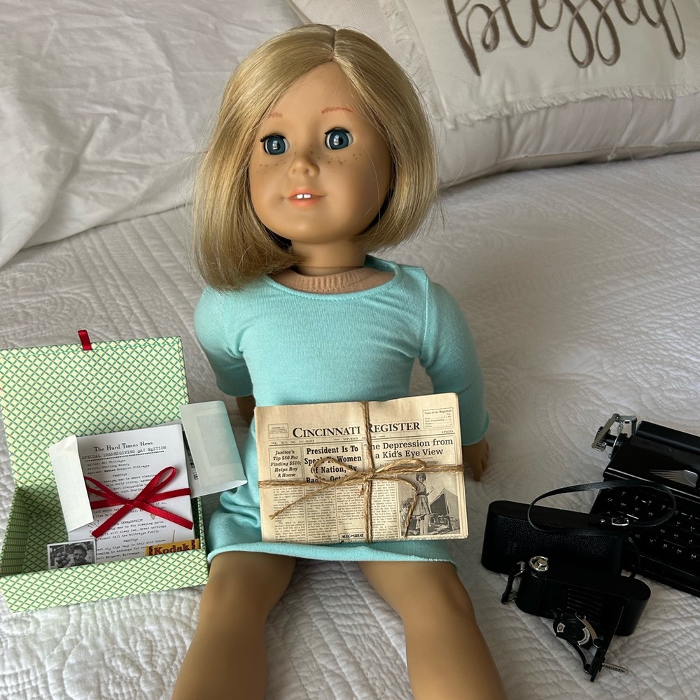 Blonde Doll in Blue Dress
